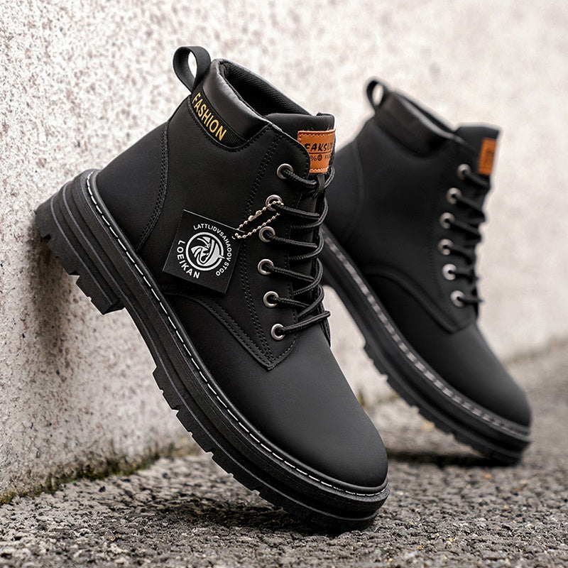 Men'S High-Top Winter Snow Boots with Thick PVC Sole & Warm Lining - / Brown - All-Terrain Traction, Lace-Up Closure, Outdoor Footwear, Durable Construction, Rugged Design, Outdoor Enthusiasts, Sturdy Build, Sporty Look, Hiki