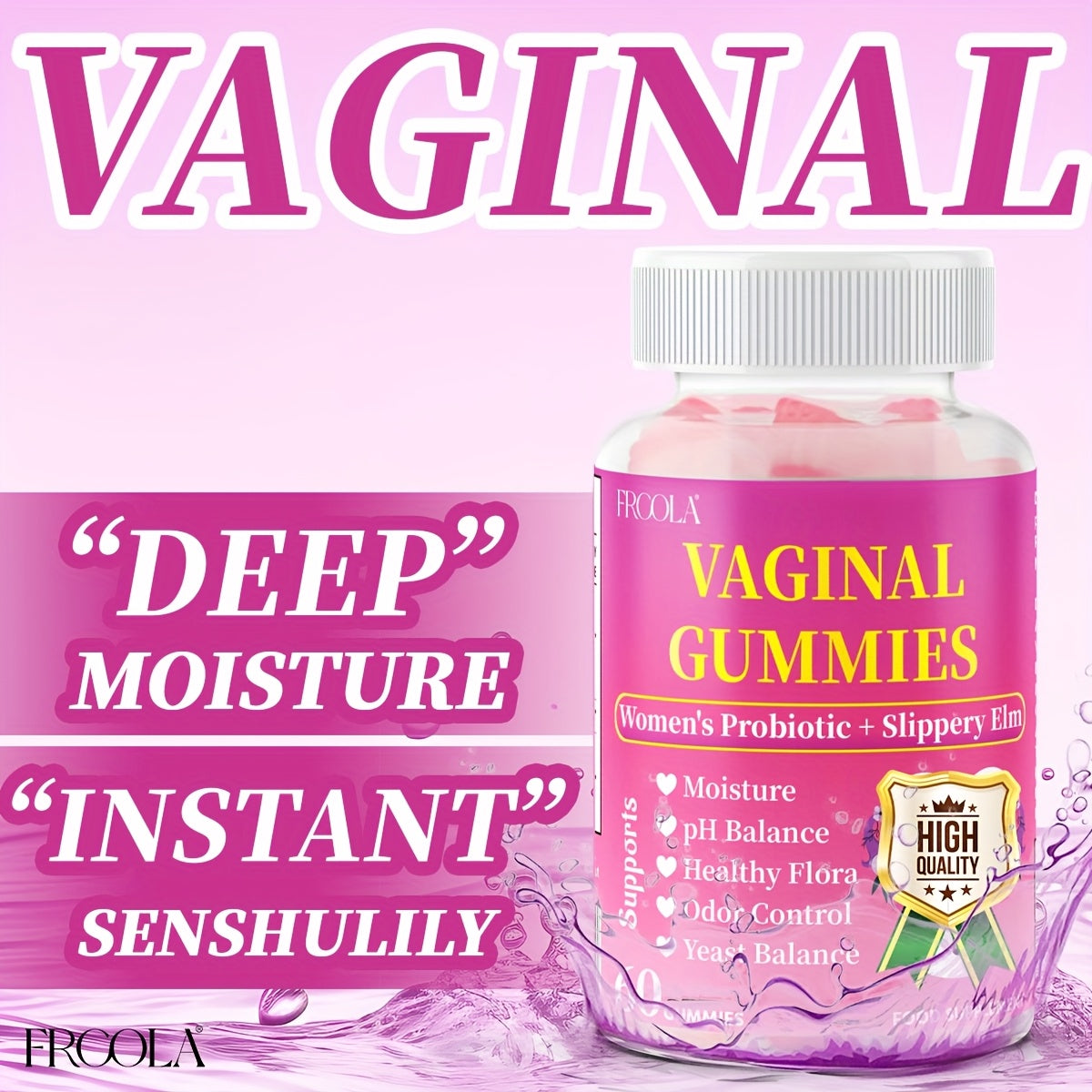 Feminine Private Care Gummies - Natural Hydration, Comfort, Elasticity, And Balance - 30 Servings with Kacip Fatimah, Fenugreek, Slippery Elm Bark, Manjakani, And Maca Root, V-Positiv Probiotic Blend