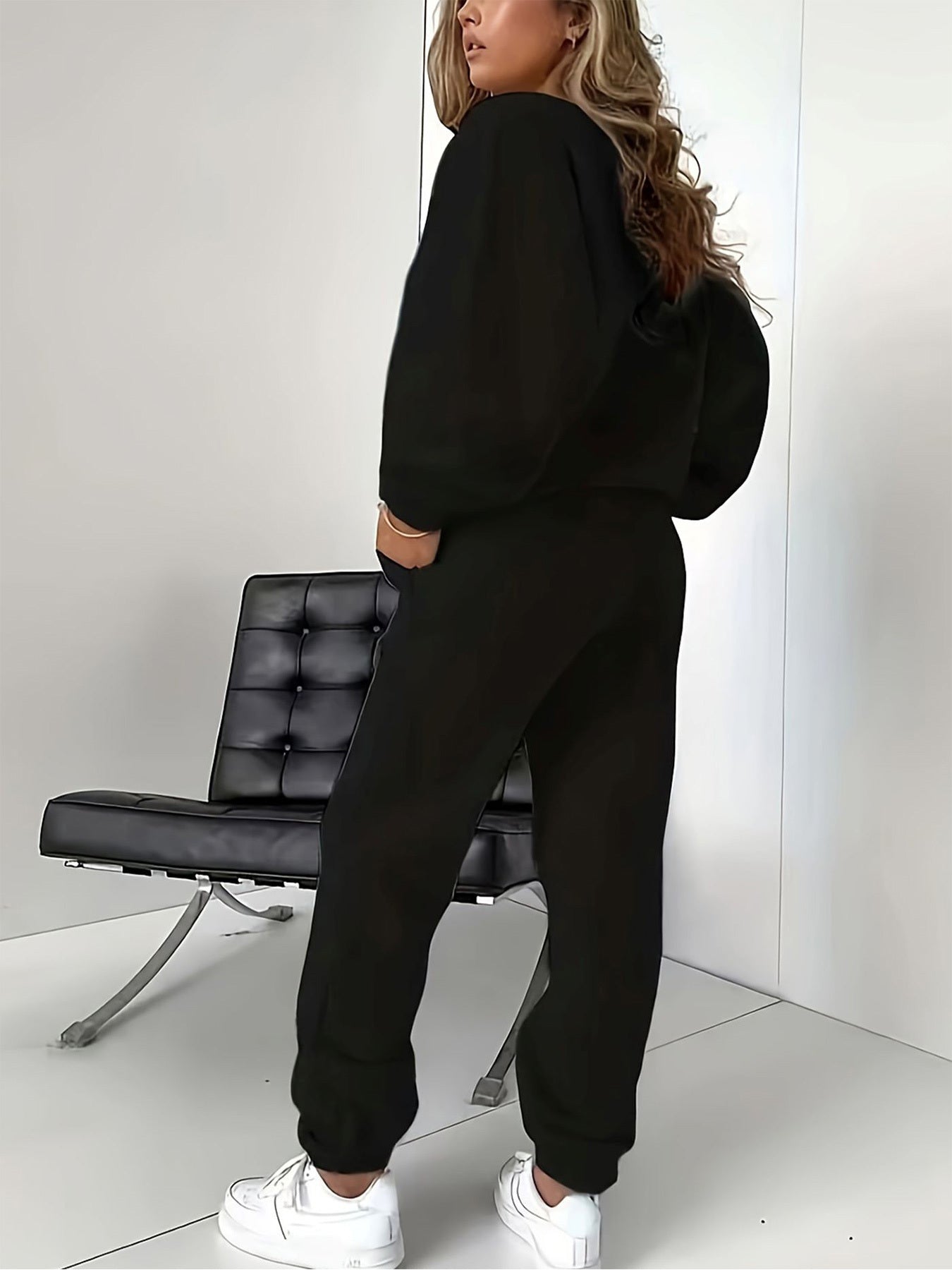 Graphic Print Two Piece Set, Crew Neck Sweatshirt & Pants, Women's Clothing