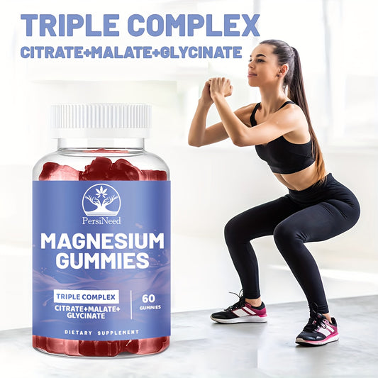 1 Bottle Black Seed Oil & Magnesium Gummies, 1000mg Each, Honey Extract, Sodium, Turkey Tail Mushroom, Triple Complex (Citrate, Malate, Glycinate), Salmon-Free, for Men & Women
