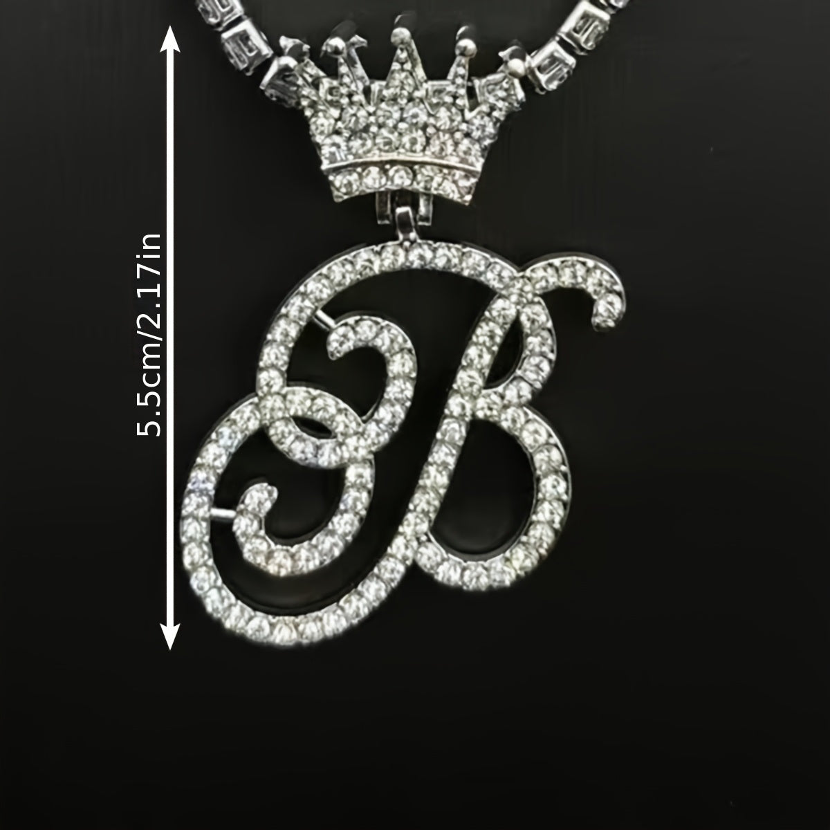 1pc Men's and Women's Fashion Pendant Necklace-26 Crown-shaped Fancy English Letter Pendant Necklace with Round Box Chain-Hip-hop Style Niche Necklace Jewelry Gift