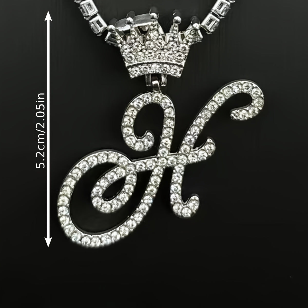1pc Men's and Women's Fashion Pendant Necklace-26 Crown-shaped Fancy English Letter Pendant Necklace with Round Box Chain-Hip-hop Style Niche Necklace Jewelry Gift