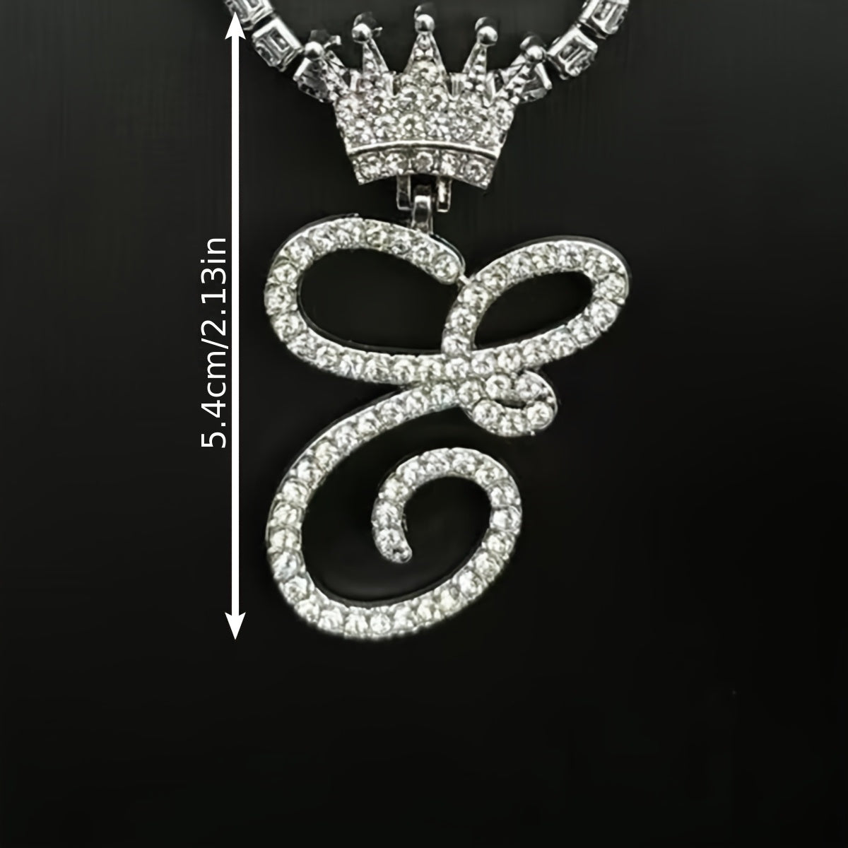 1pc Men's and Women's Fashion Pendant Necklace-26 Crown-shaped Fancy English Letter Pendant Necklace with Round Box Chain-Hip-hop Style Niche Necklace Jewelry Gift