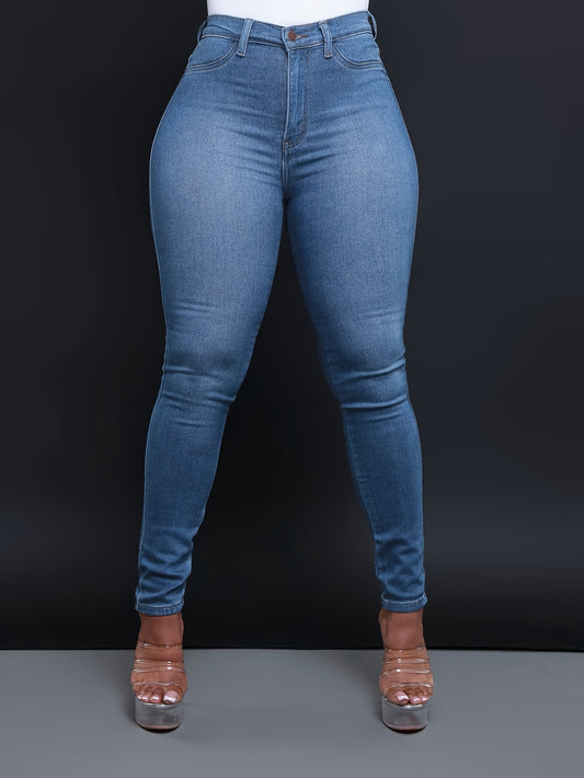 Women's Casual Four Seasons Slim Fit Elastic Solid Color Washed Denim Jeans European Style Denim Shorts Women's Versatile Denim Jeans