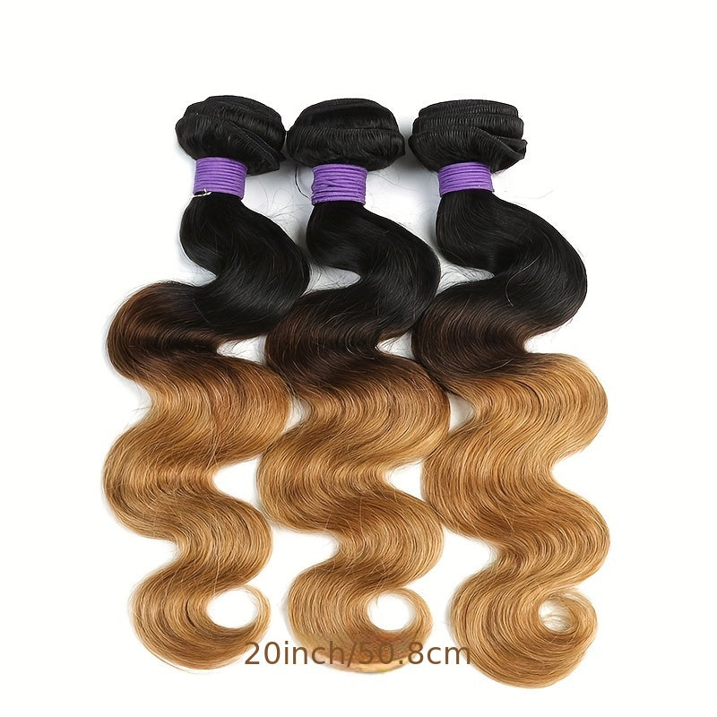[Brazilian Hair] BLACKMOON HAIR 3pcs Brazilian Body Wave Human Hair Weave Bundles | 1B/4/27 Honey Blonde Human Hair Extensions Remy Ombre Colored Hair 100% Human Hair