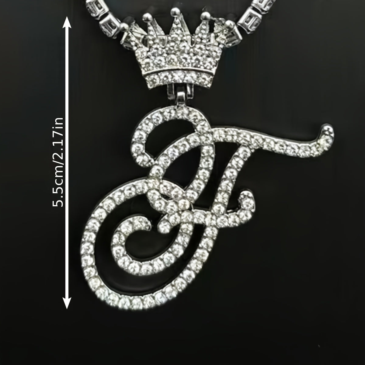 1pc Men's and Women's Fashion Pendant Necklace-26 Crown-shaped Fancy English Letter Pendant Necklace with Round Box Chain-Hip-hop Style Niche Necklace Jewelry Gift