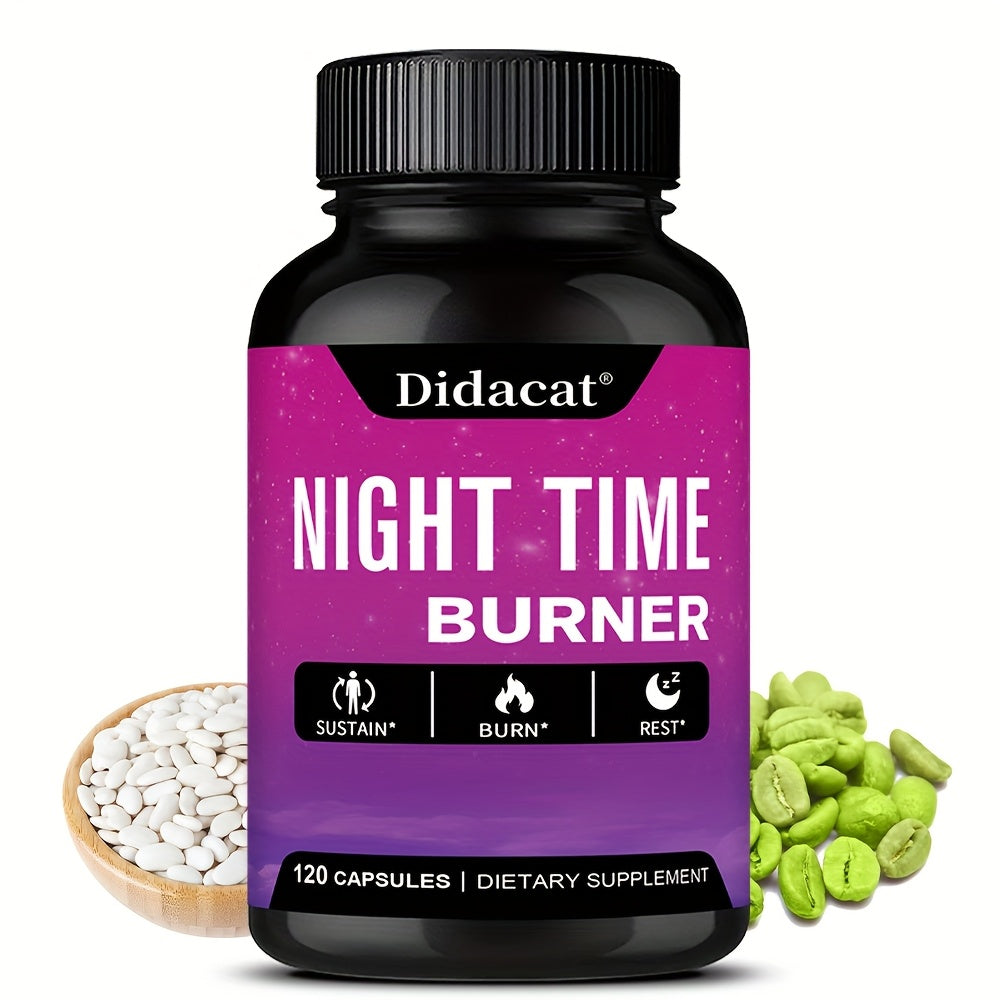 [120 Night Time Burner] 120 Night Time Burner Supplements | With Green Coffee Bean Extract - Capsules