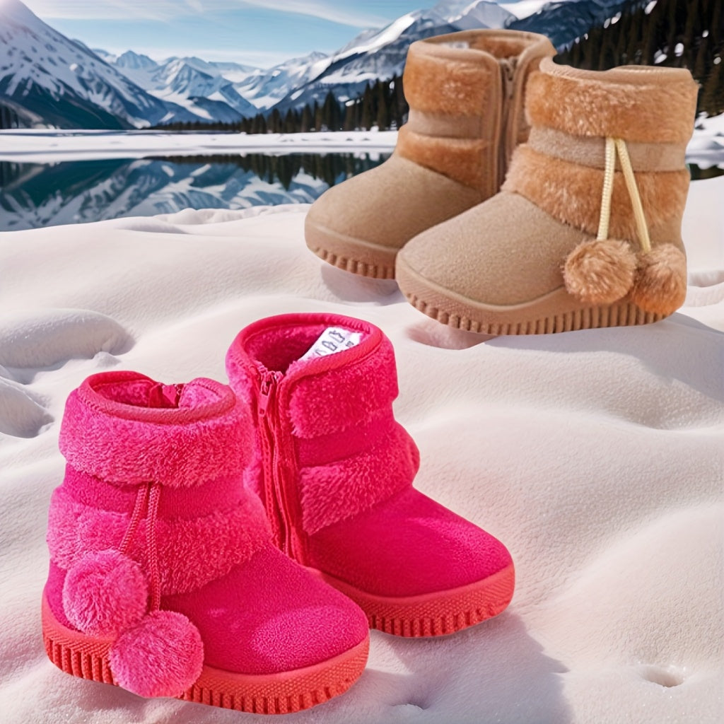 Children's Snow Boots, Thickened and -Lined, Outdoor Non-Slip Soft Warm Shoes for Boys and Girls, Cross-Border Thick-Soled Boots