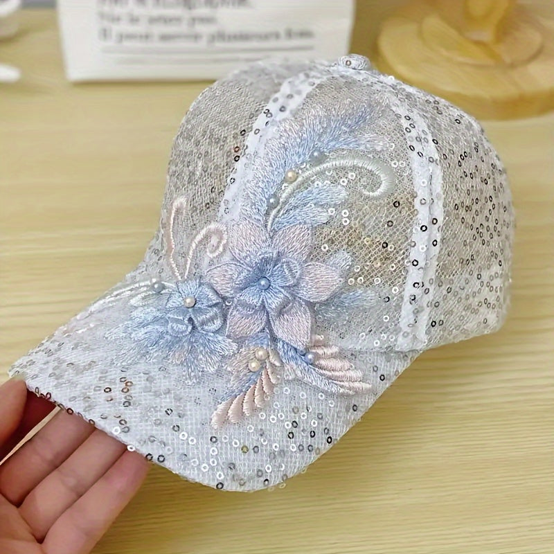 [Summer Lace Cap] Breathable Summer Thin Lace Embroidered Flowers Baseball Cap | Sun Protection Hats For Women