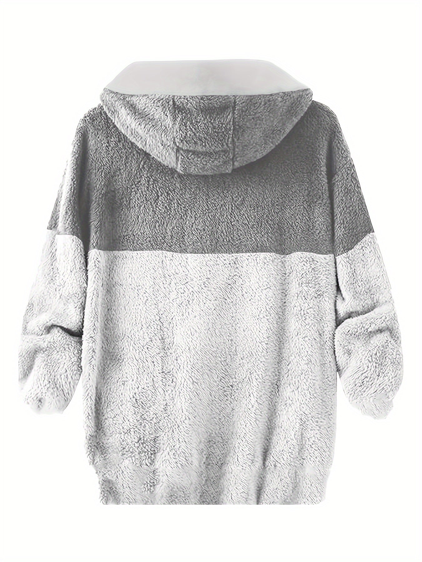 [Plus Size Fleece Hoodie] Men's Plus Size Fleece-Lined Hoodie - Casual Zip-Up Jacket with Sherpa Lining, Warm & Lightweight for Winter, PLUS SIZE