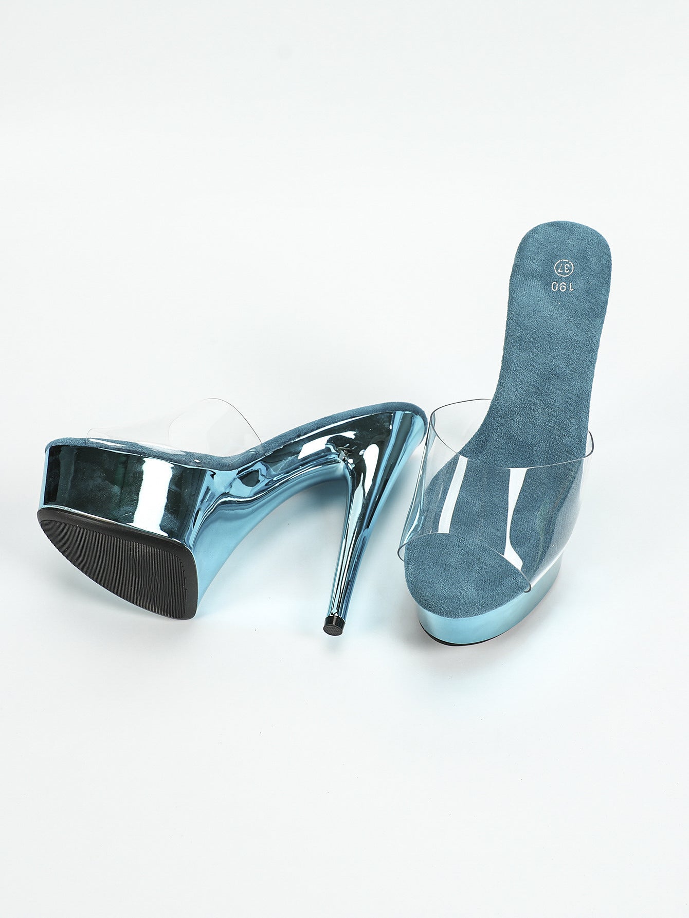 Women's Ultra-High Heel Platform Sandals - 5.91inch Peep Toe, High Quality, Slip-On Party Shoes in Vibrant Colors (Peacock Blue, Rose Red, for MERCURY Grey) - Perfect for Events & Night Out, Event Footwear | Manmade Cover Upp