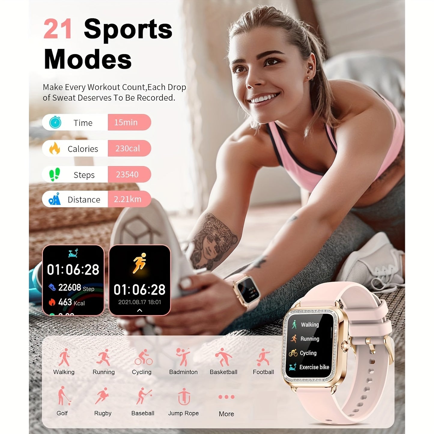 Women's Luxury Smart Watch Wireless Answer/Dial, 1.57" HD SmartWatch For Android And IOS Phones, Multi Sport Modes, Fitness Watch, AI Voice Assistant, Notifications, Remote Camera, DIY Watch Dial, Music Player, Weather Report