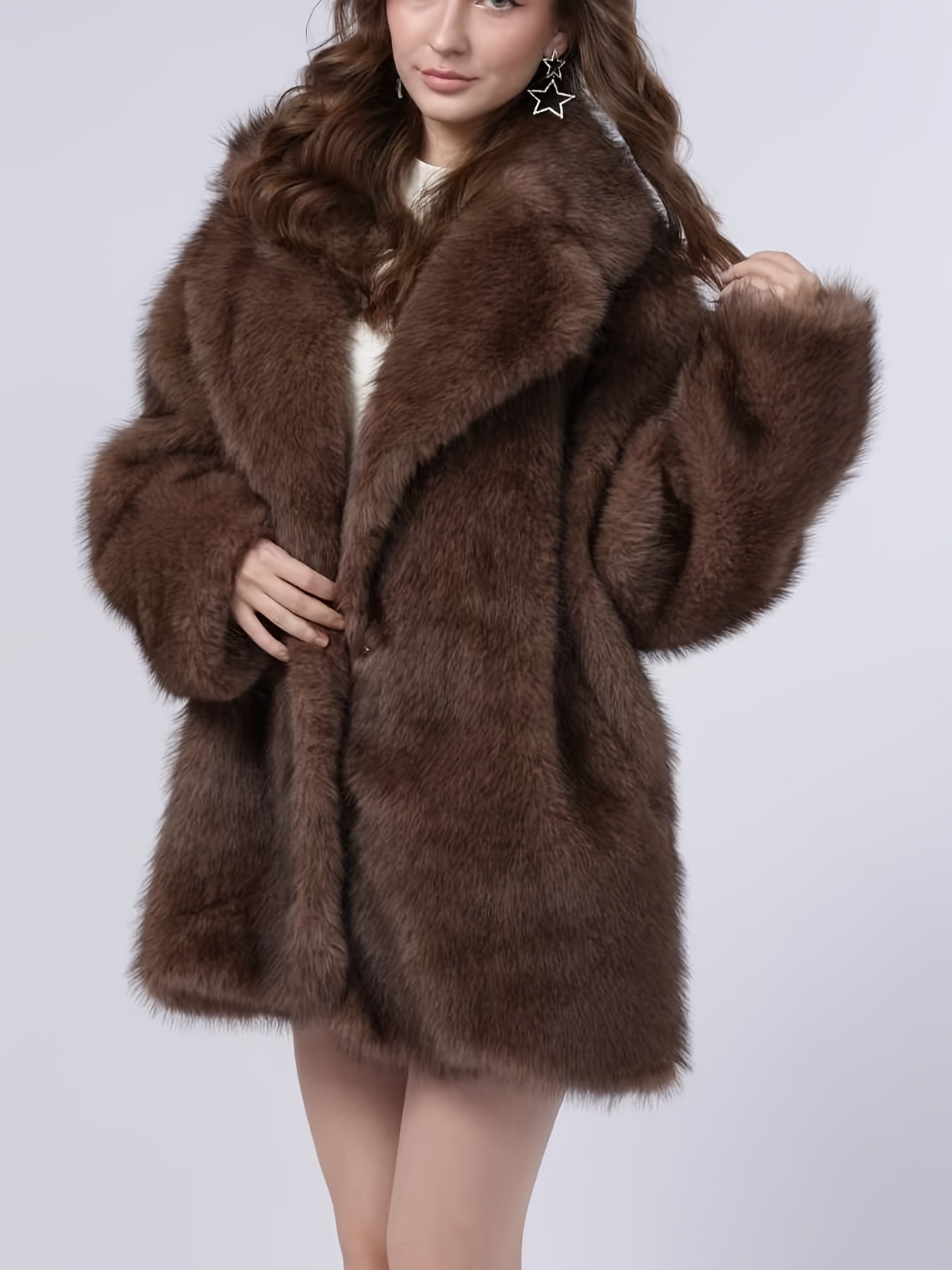 Plus Size, Women's Winter Suit Collar Faux Coat for Warmth