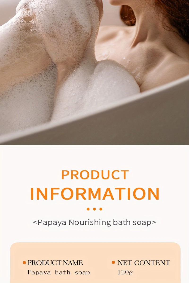 Tsinger Women's Papaya Bath Soap - Moisturizing Exfoliating Bar with Natural Papaya Extract, Smooth & Silky Texture, No Paraben/Silicone, for All Light Beige Types, Middle East Collection