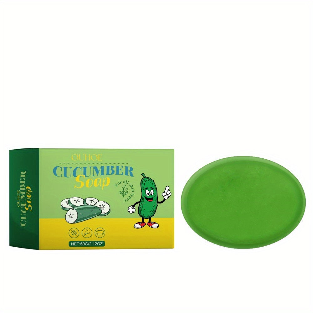 Cucumber Cleansing Soap (blended Gentle Cleansing Formula) Produces Fine Lather for Comfortable Light Beige, a Budget-friendly Christmas Gift 2.1oz