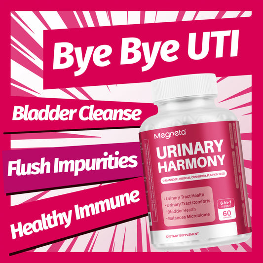 Megneta D-Mannose, Urinary Tract & Bladder Health with Cranberry, Hibiscus Flower & Dandelion, Urinary Tract Health for Women, Cleanse and Flush Impurities, UTI Supplement, 60 Capsules