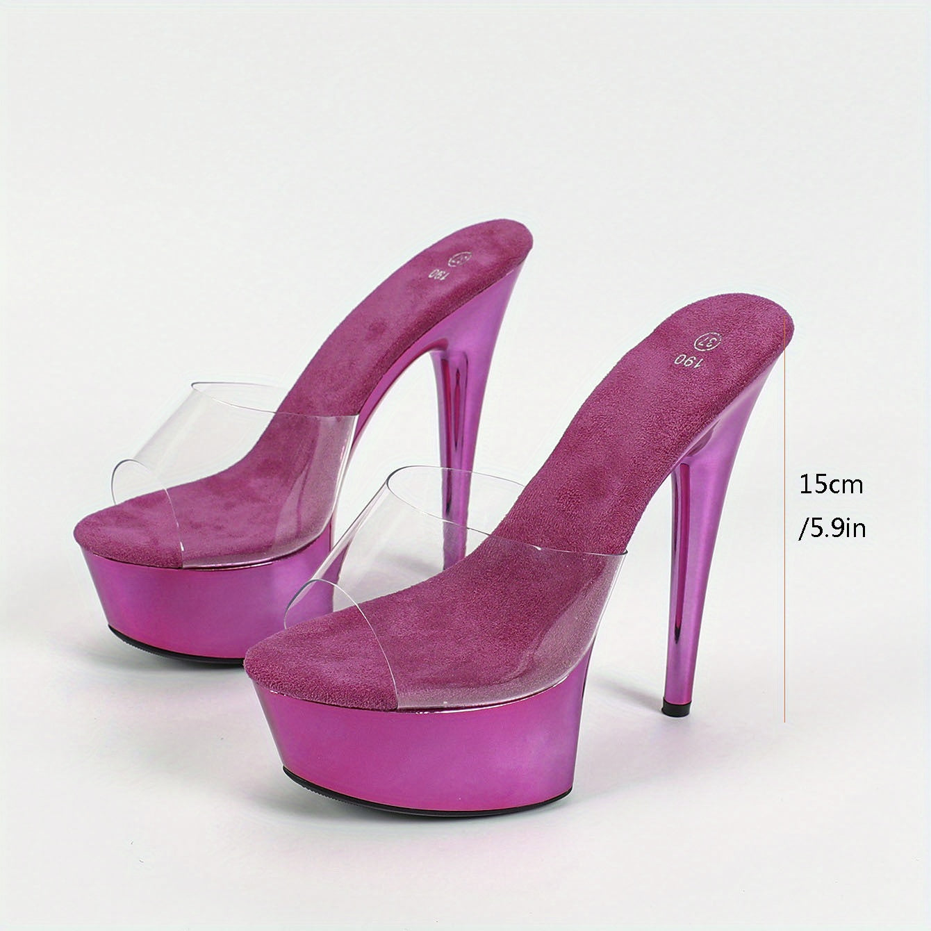 Women's Ultra-High Heel Platform Sandals - 5.91inch Peep Toe, High Quality, Slip-On Party Shoes in Vibrant Colors (Peacock Blue, Rose Red, for MERCURY Grey) - Perfect for Events & Night Out, Event Footwear | Manmade Cover Upp