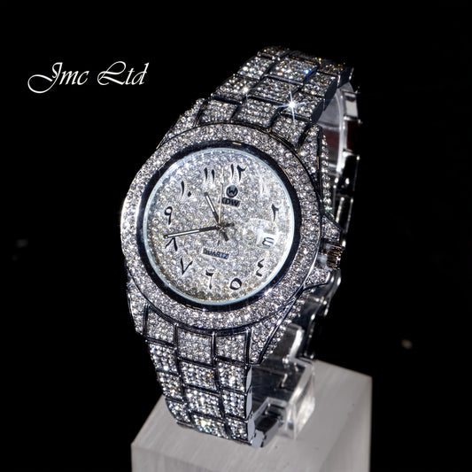 [Fully Diamond-Studded] West Coast Quartz Watch - Fully Diamond-Studded Rhinestone Accessory - Luxury Hip-Hop Style Watch for Men, Perfect for Christmas or Wedding Gifts