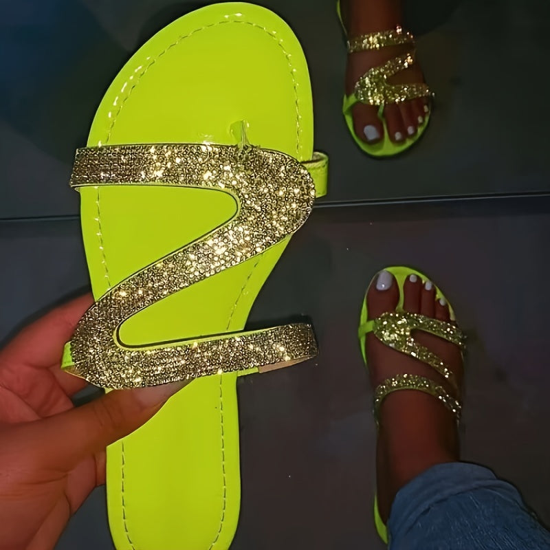 [Soft Jelly Summer Slippers] Transparent Soft Jelly Summer Flat Bling Slippers - Plus Size Women Flip Flops Sandals Outdoor Beach Ladies Slides