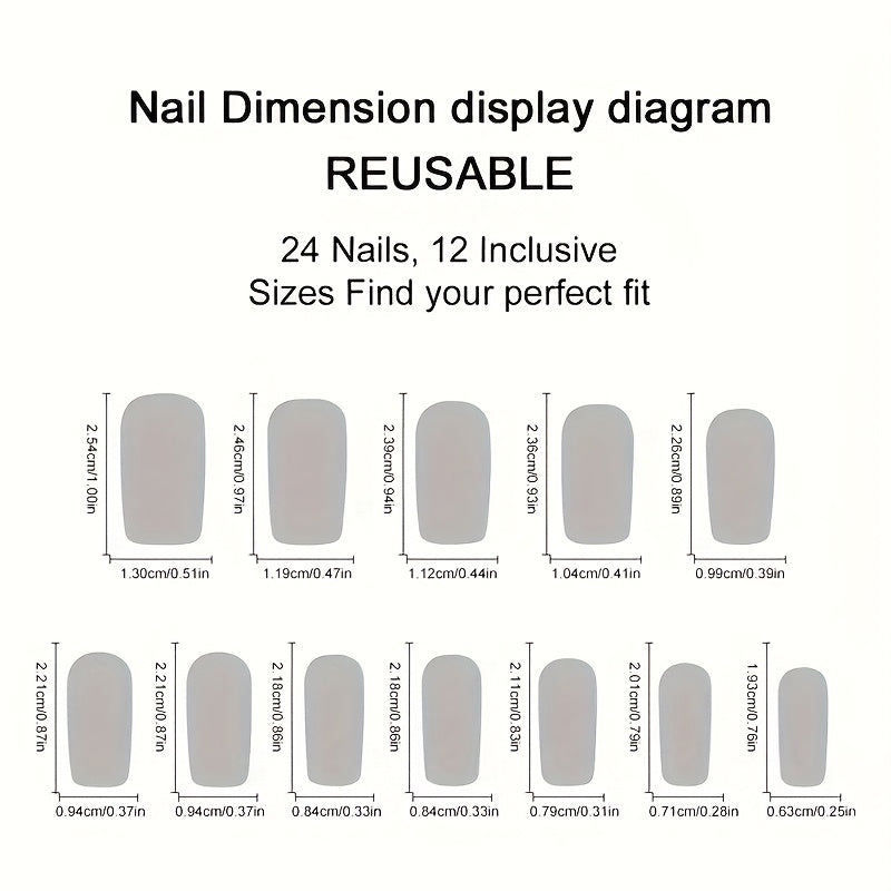 24pcs Rose Red Medium Square Press-On Nails with French Tips and Floral Design, Includes Jelly Glue and Nail File, for Women and Holiday and Daily Wear