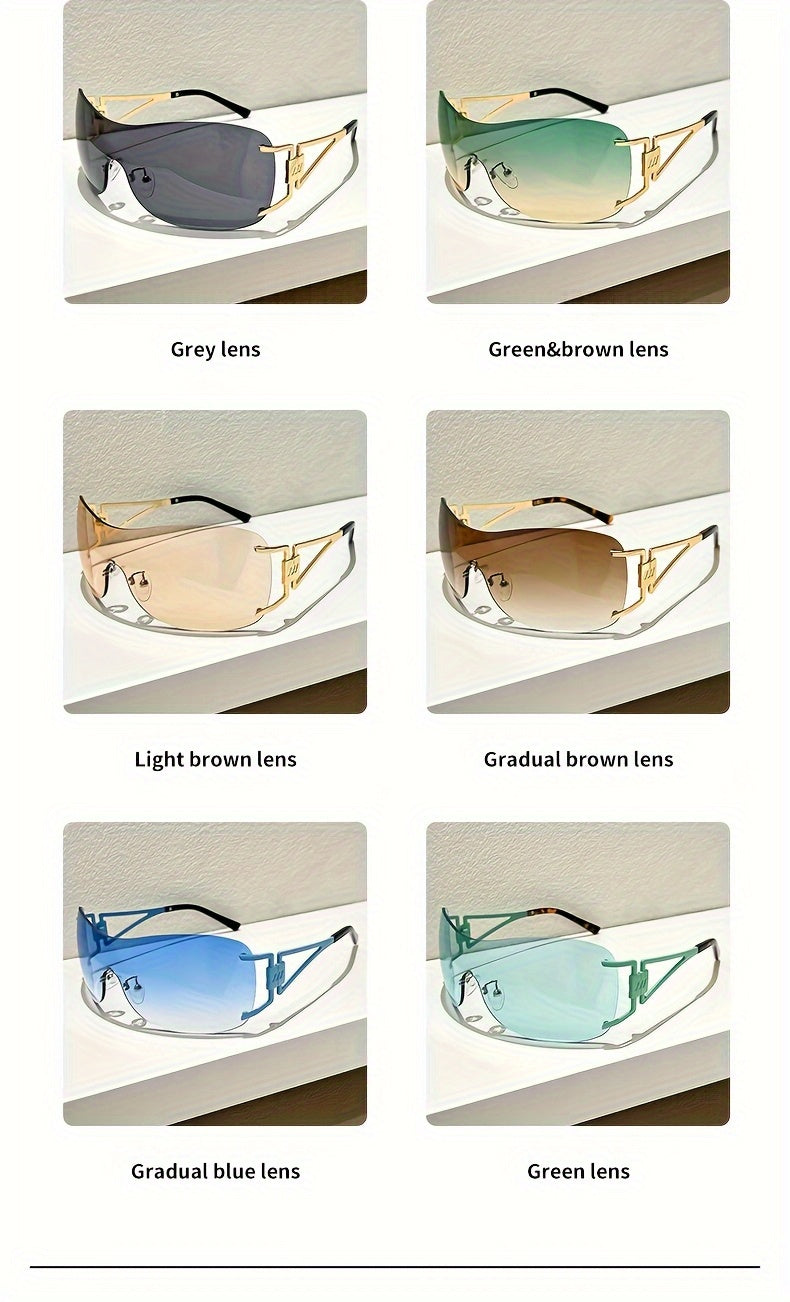 Women'S Rimless Wraparound Glasses - Non-Prescription Everyday & Formal Eyewear, Lightweight Zinc Alloy Frame, Modern Minimalist Look for Parties, Photoshoots - Compatible with Prescription Lenses, Party Accessories, Stylish