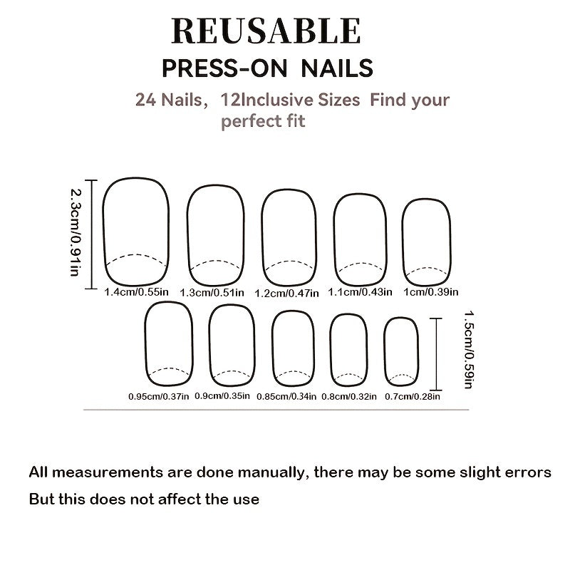 24pcs Fashionable Business Casual Elegant Daily Modern European Black French-Style Silvery Line Glitter Medium Square Fake Nail Set for and Women, Instantly Enhance Your Style, False Nails, Press On Nails, French Manicure, Mo