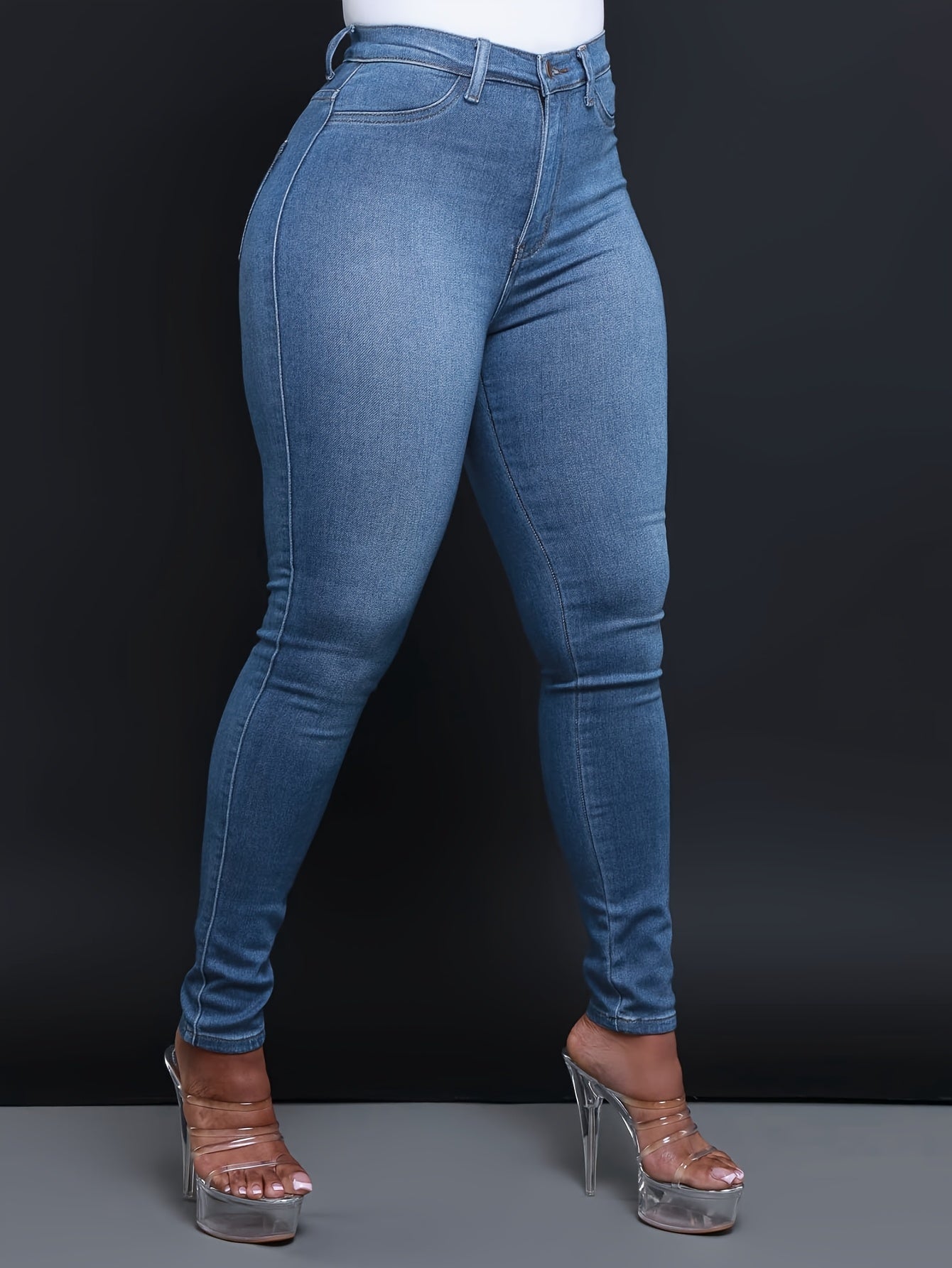 Women's Casual Four Seasons Slim Fit Elastic Solid Color Washed Denim Jeans European Style Denim Shorts Women's Versatile Denim Jeans