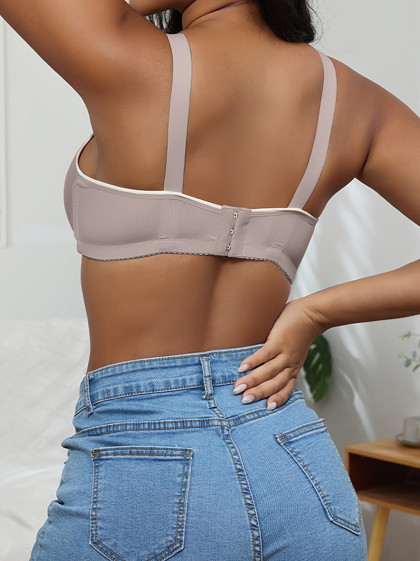 5-Pack Elegant Printed Wireless Bra with Adjustable Straps plaid Wire Free Support in Various Colors