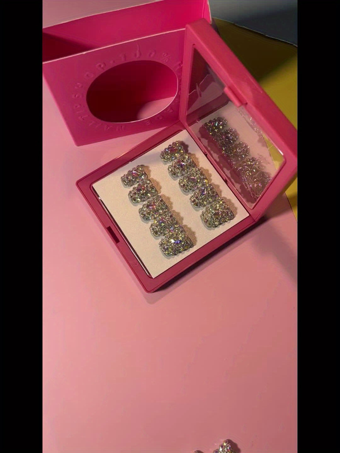 10pcs Handcrafted Y2K Style Duckbill Nails With Crystal And Rhinestone Accents - Featuring Shiny Rhinestones And Transparent Accents, Perfect For Wedding Parties And Daily Wear, Includes Tool Kit For Easy Application.