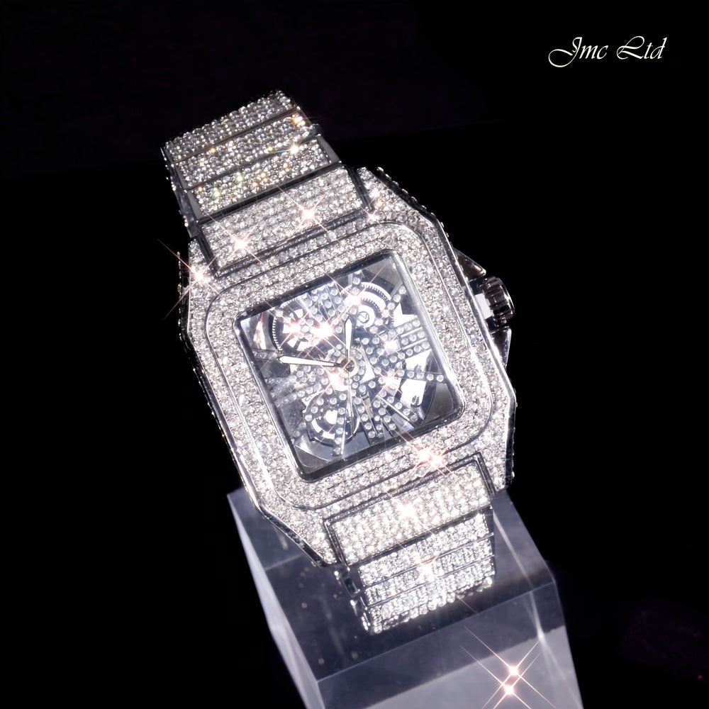 Men'S & Women'S Hip-Hop Luxury Watch with Luminous Hands & -Accented Bezel - 1181.1inch Waterproof Mechanical Movement, Golden-Tone Case, Black Dial - Christmas/Valentine's/Thanksgiving Gift, Stage & Everyday Watch for Men &