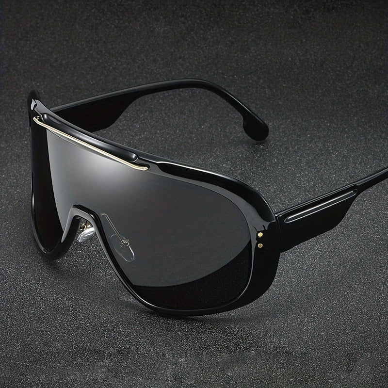 1pc of Men'S Large One-Piece Trendy Eyewear, Oversized Plastic Frame And Lens, Complete, Fashionable Daily Driving Accessory for Both Men And Women, Chic Decorative Glasses.