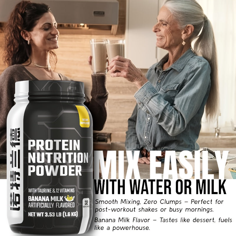 Protein Nutrition Powder - Banana Milk Flavor With Taurine & 12 Vitamins - 3.53LB