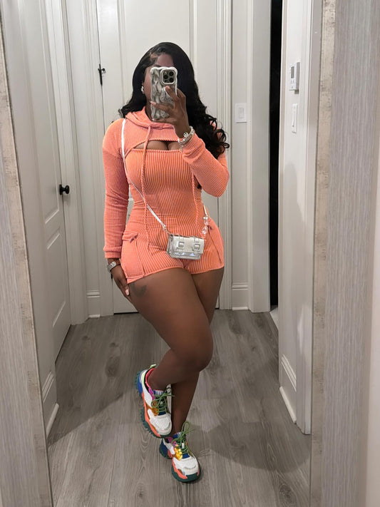Tops Removable Long Sleeve Hoodie Cargo Shorts Bodysuit Women Sleeveless Rompers Bodysuit Summer Fashion Textured Bodycon Cargo Short Jumpsuits Outfits