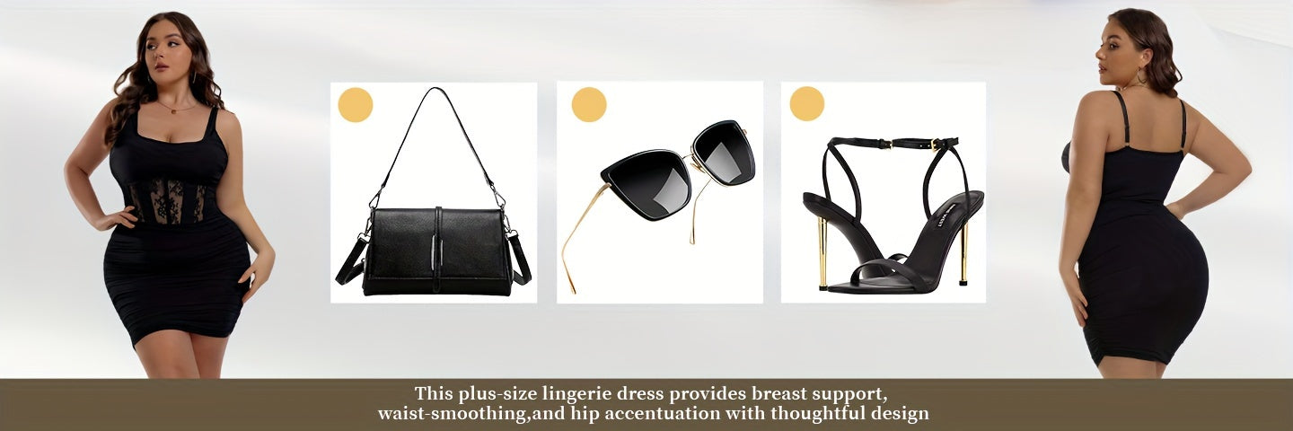 Summer Mini Dress with Ruched Bodycon Plus Size Elegant Black Mini Dress with Floral Lace Detail - Sexy Ruched Bodycon Style, Vacation,Beach, Square Neck, Perfect for Evening Events