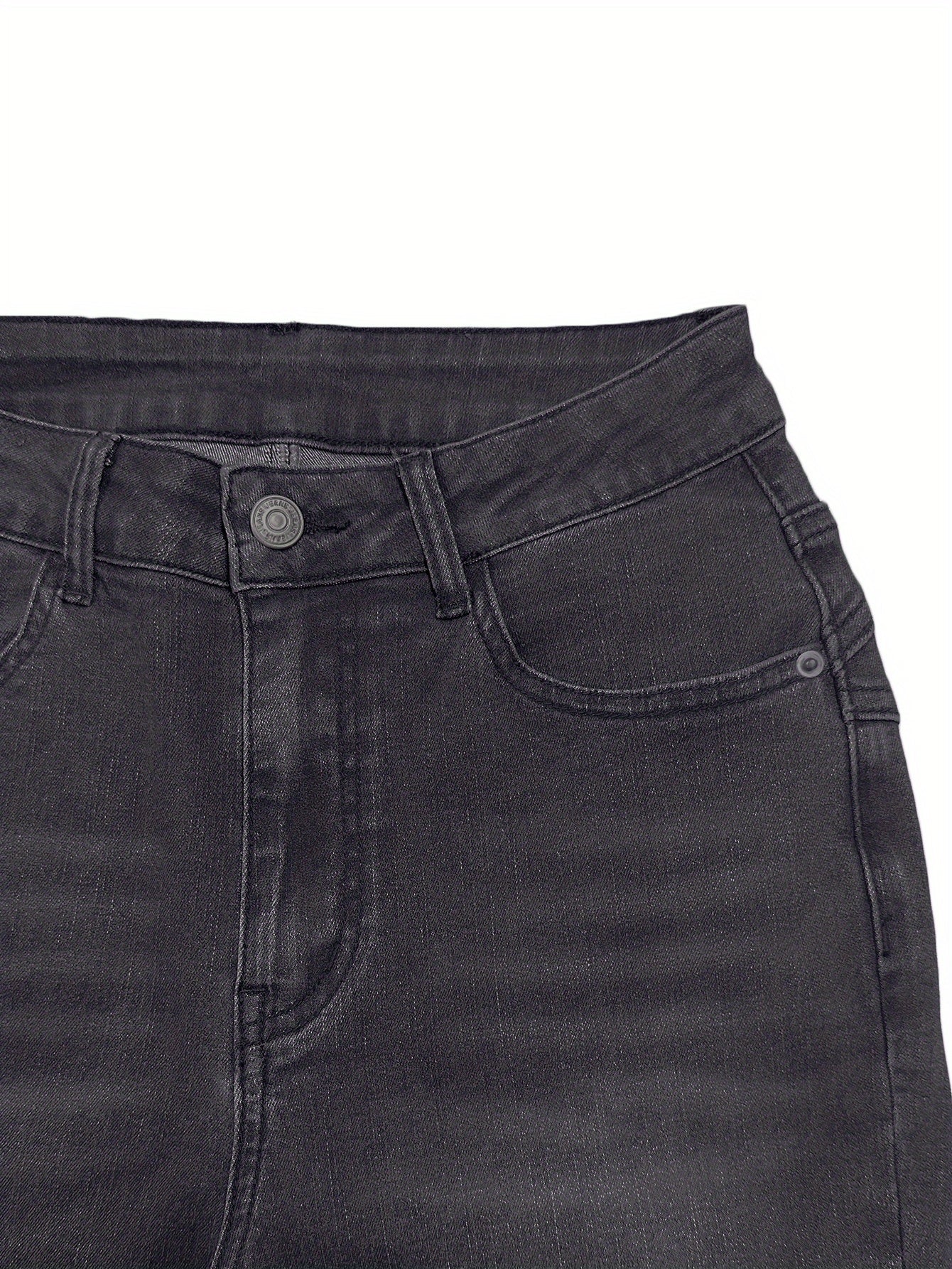 L035 Trendy And Versatile Street Fashion, Pure Black Skinny Stretch Ankle Pants, Women's Jeans.