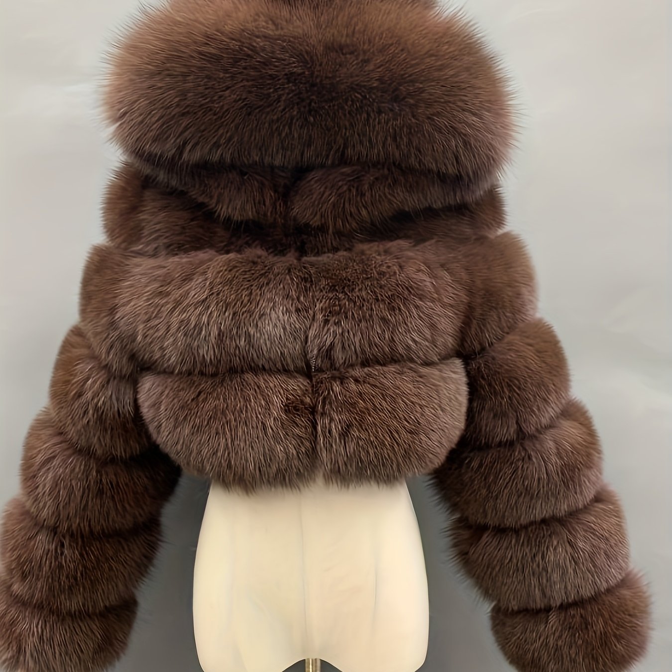 HERTALK Women's Short Fox Fur Coat with Hood -  Jacket, Winter Warm Collar & Plush, H-Line Silhouette, White/Pink/Black/Coffee Brown/Chestnut Brown - Hand Washable Luxury Outerwear