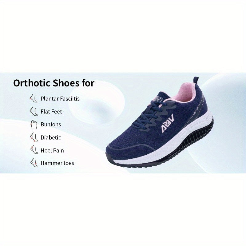 Women'S Lightweight Mesh Casual Sports Shoes - Breathable, Lace-Up Running Shoes, Comfortable Rubber Soles, Fashionable Solid-Color Casual Walking Shoes