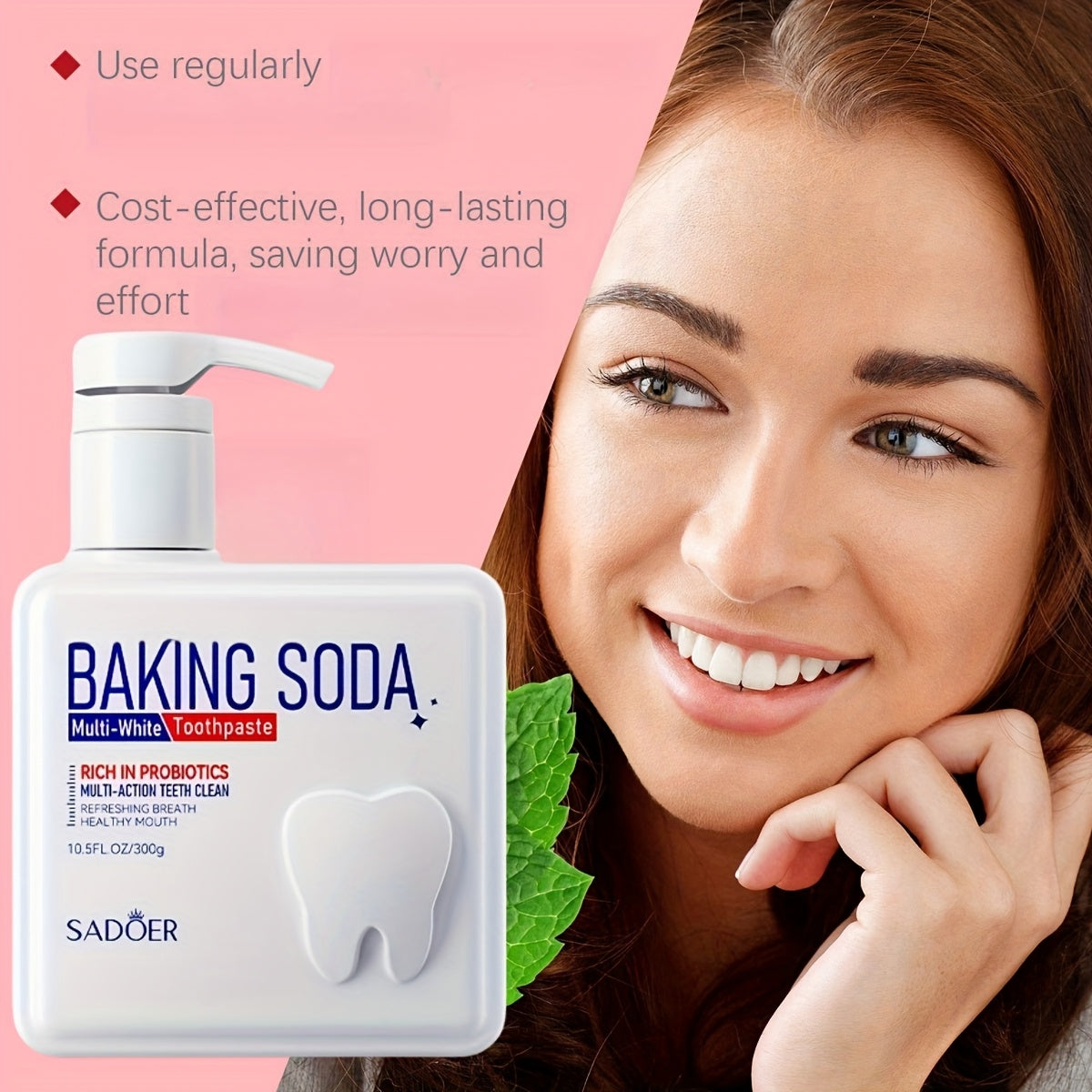 [Probiotic Containing] 300g Probiotic Toothpaste - Large Capacity, Pump Dispenser, Deep Cleaning, Whitening, Fresh Breath