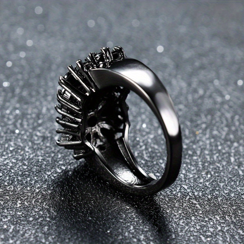 1pc Black Full Star Zirconia Ring Creative Retro Fashion Temperament Senior Sense Ring for Men And Women