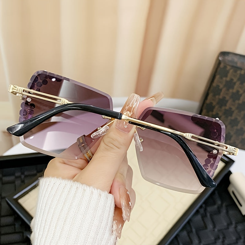 A pair of fashionable ladies frameless gradual change lens glasses, casual starry sky shining design