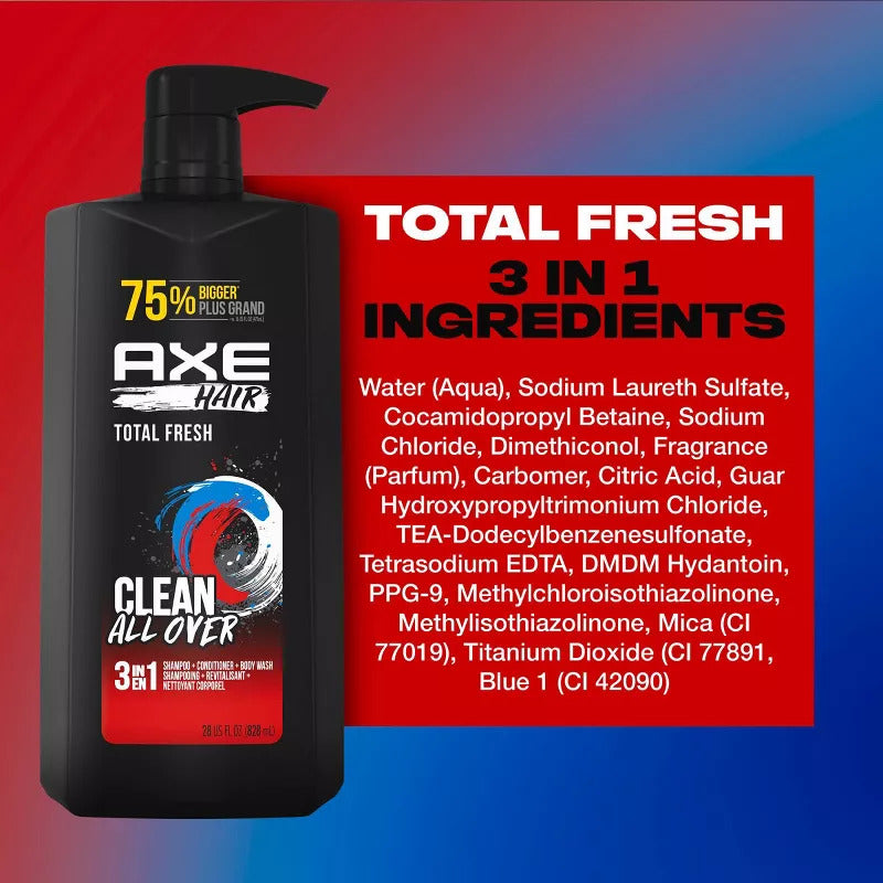 Clean 3-in-1 Body Wash + Shampoo + Conditioners - 28 fl oz