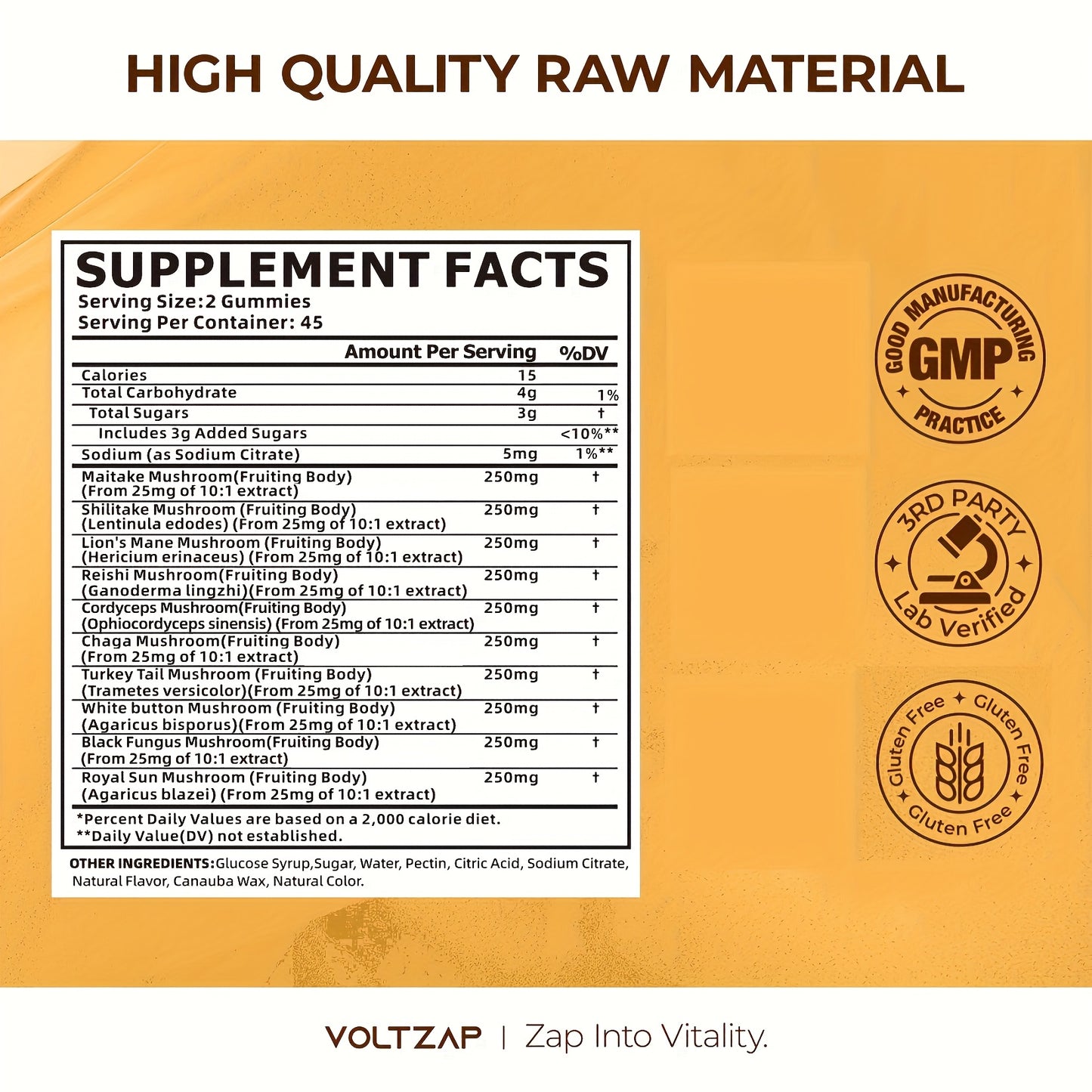 [VOLTZAP Mushroom] VOLTZAP 10 Mushroom Blend Gummies | All-in-One Daily Supplement with Chaga, Lion's Mane, Reishi, Cordyceps - 90 Count, Focus & Clarity, Digestive Support, Natural Ingredients | Vibrant Packaging, Focus Clar