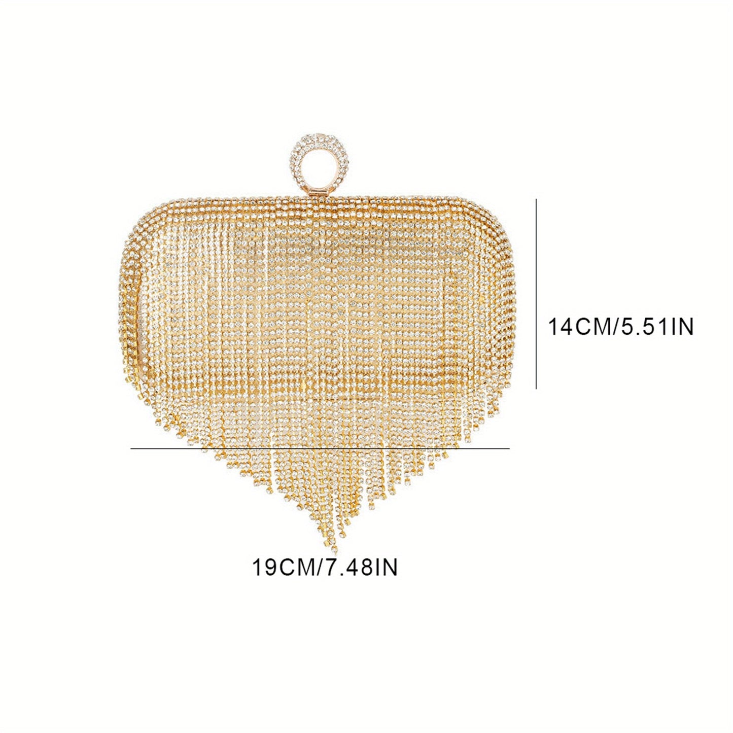 Female Evening Bag, Small Portable Rhinestone Tassels Handbag Purse Nice Gift for Women, Silvery/Golden/Black
