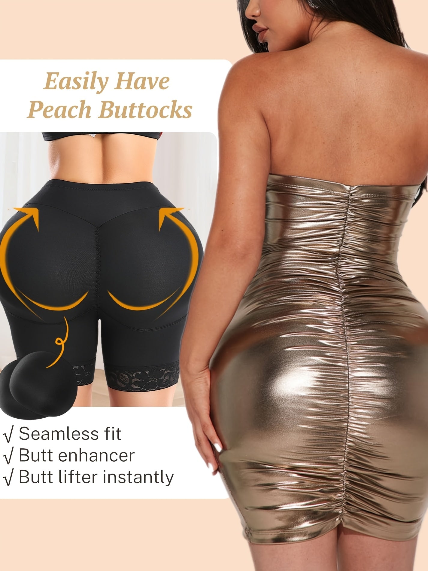 Women's High-Waisted Hip-Lifting Shaping Panties - Oil-Control Body Contouring Shorts with Lace Trim & Striped Design, High Elasticity & High Support, Machine Washable, Seamless Undergarment, Elegant Underwear, Snug Fit Fabri