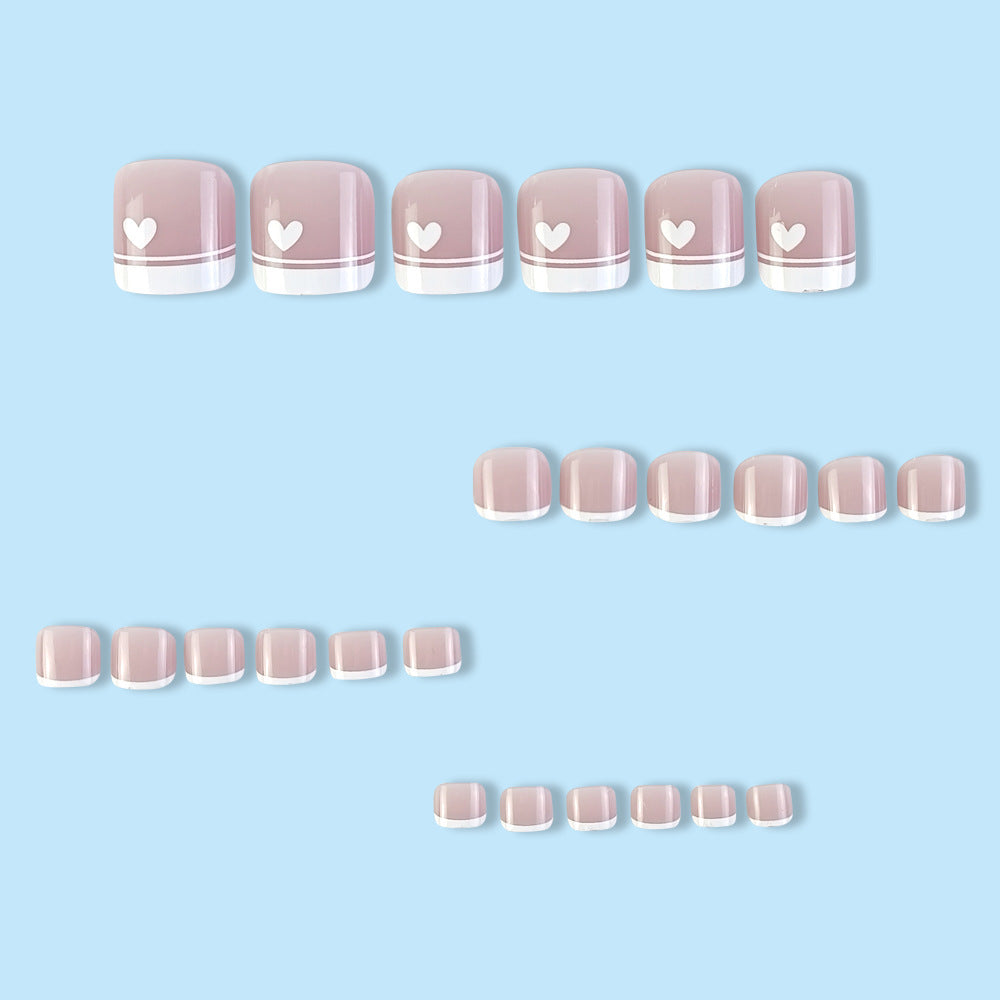 24PCs Fake Nails French Square Nude Natural