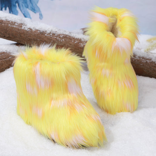 2025 Winter Girls' Outdoor Snow Boots, Multi-Color Tassel Warm Shoes