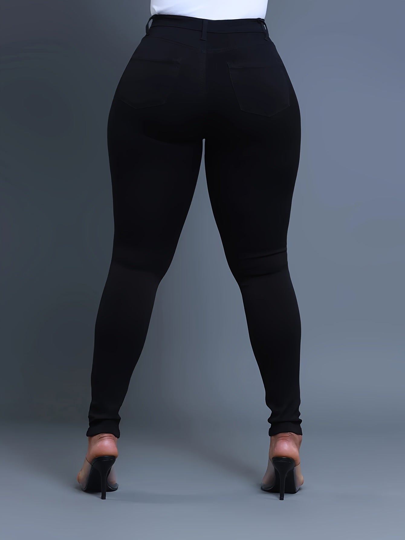 Women's Casual Four Seasons Slim Fit Elastic Solid Color Washed Denim Jeans European Style Denim Shorts Women's Versatile Denim Jeans