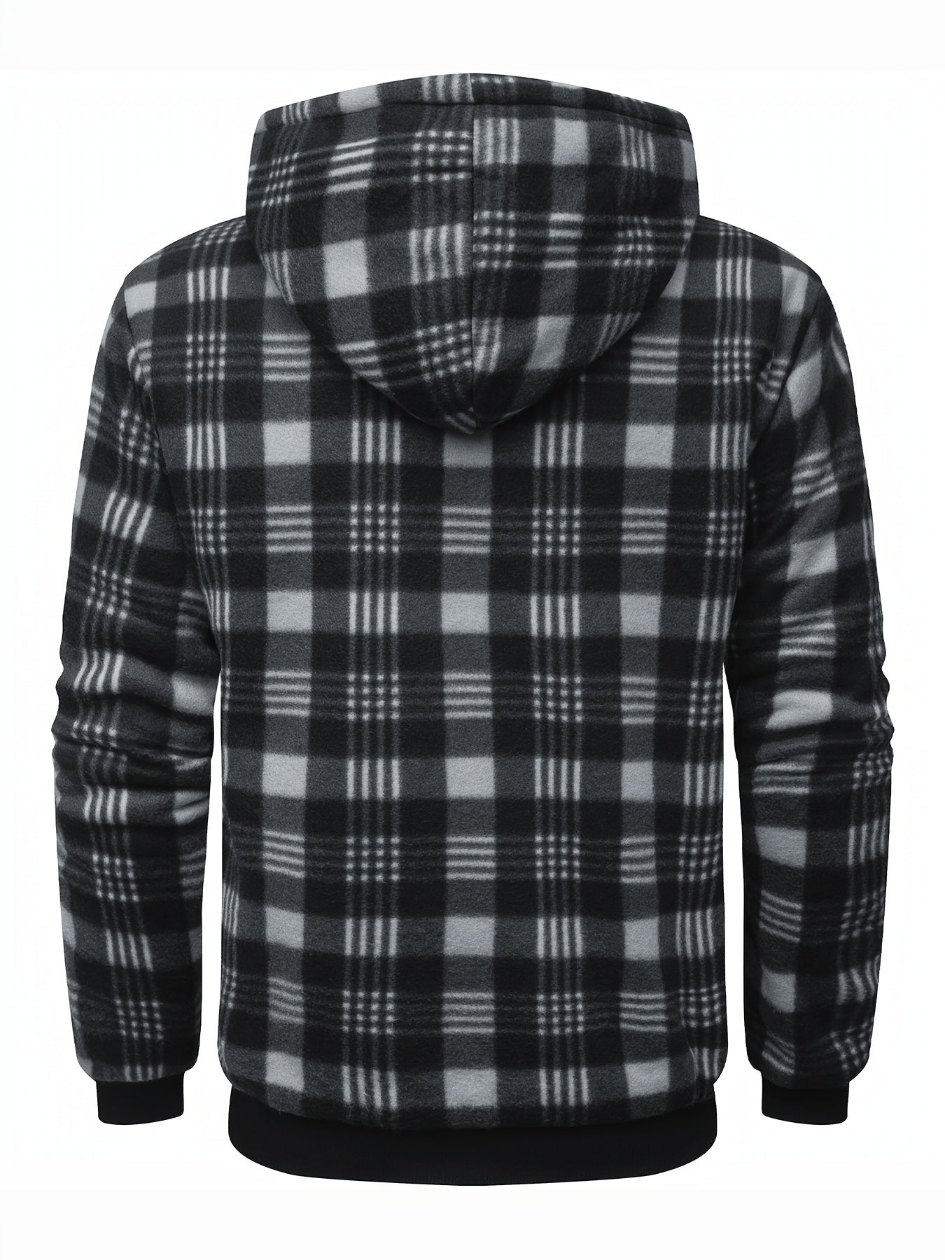 Men's Heavyweight Fleece Hooded Jacket - Full-Zip Sherpa Lining, Thick Winter Coat with Plaid Pattern (Blue/Black/Beige/Brown), Zippered Pockets, Hand Washable, Casual Outerwear for Cold Weather & Everyday Use - Ideal for Ski