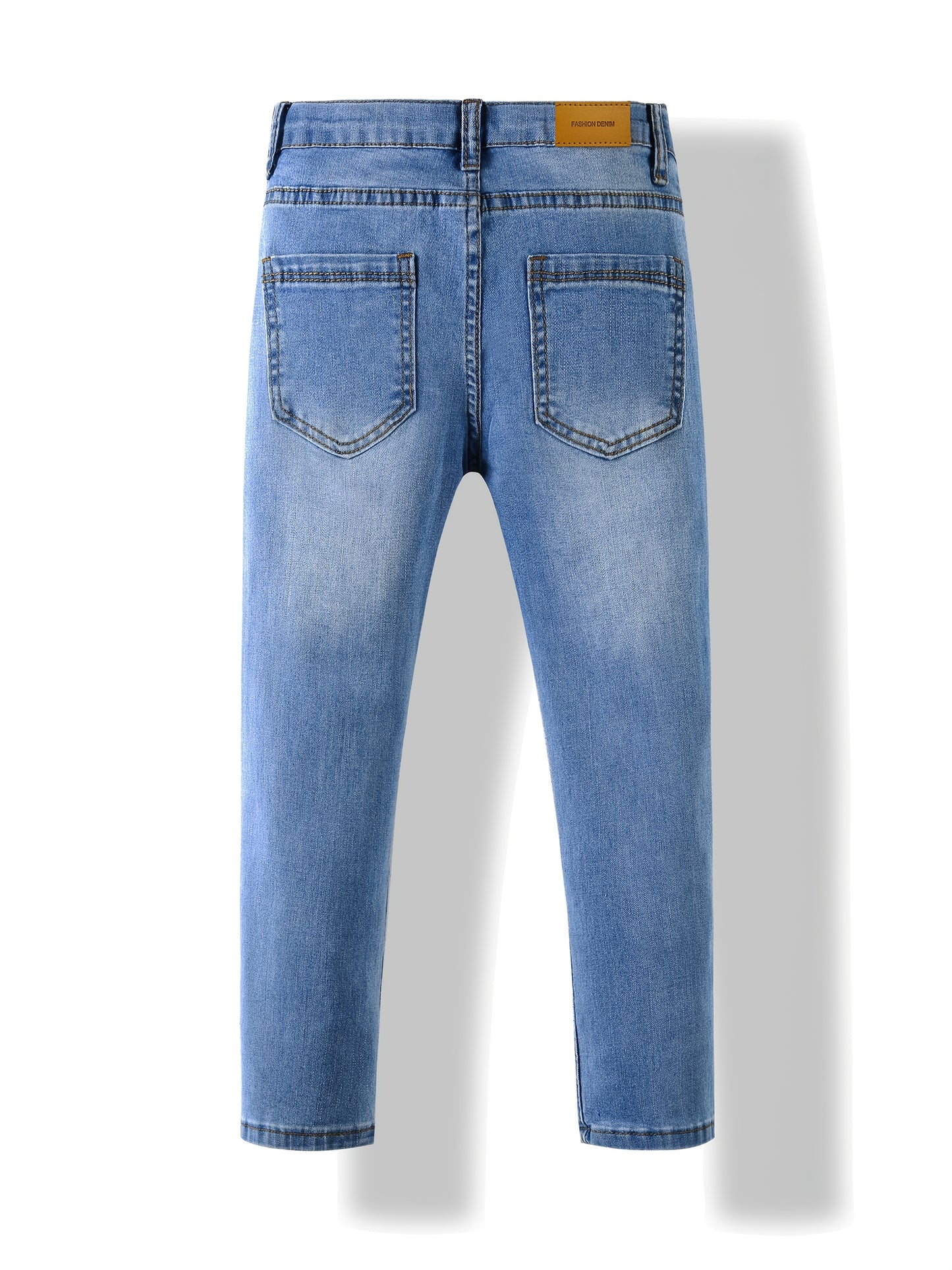 Girls' Rhinestone Embellished Stretch Denim Jeans - Cute & Comfortable Regular Fit with Elastic Waistband, All-Season Casual Wear for Kids, Cute Jeans, Kids Fashion, Comfortable Kids Wear