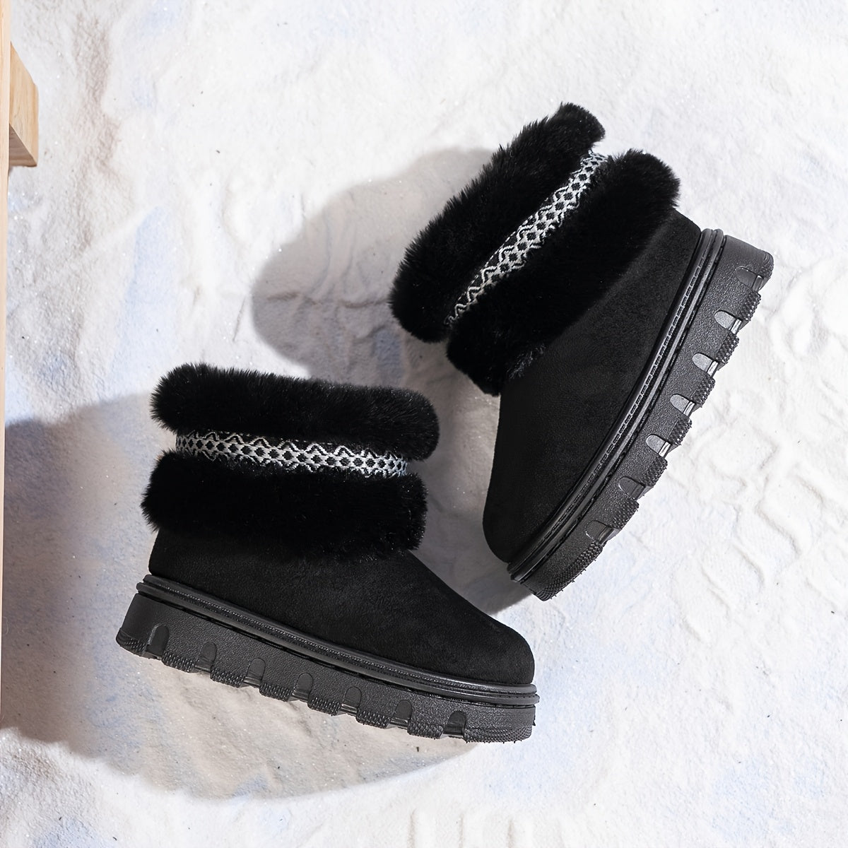 1 Pair Youngsters' Winter Snow Boots - Slip-On Mid-Calf Boots with Plush faux fur Lining, Non-Slip Rubber Sole & Breathable Fabric Upper for Boys & Girls, Casual Outdoor Hiking & Daily Wear, Winter Sports Footwear, Stylish Yo